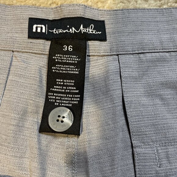 Travis Mathew Golf Shorts Mens 36 Gray Pineapple AOP Striped Beach Summer Preppy - Picture 6 of 9